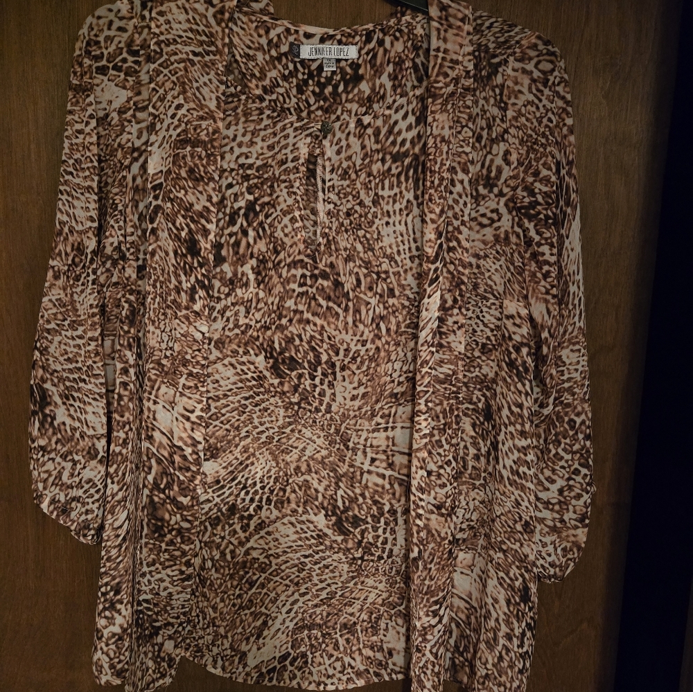 Jennifer Lopez Leopard Print Skirt in Brown and Cream